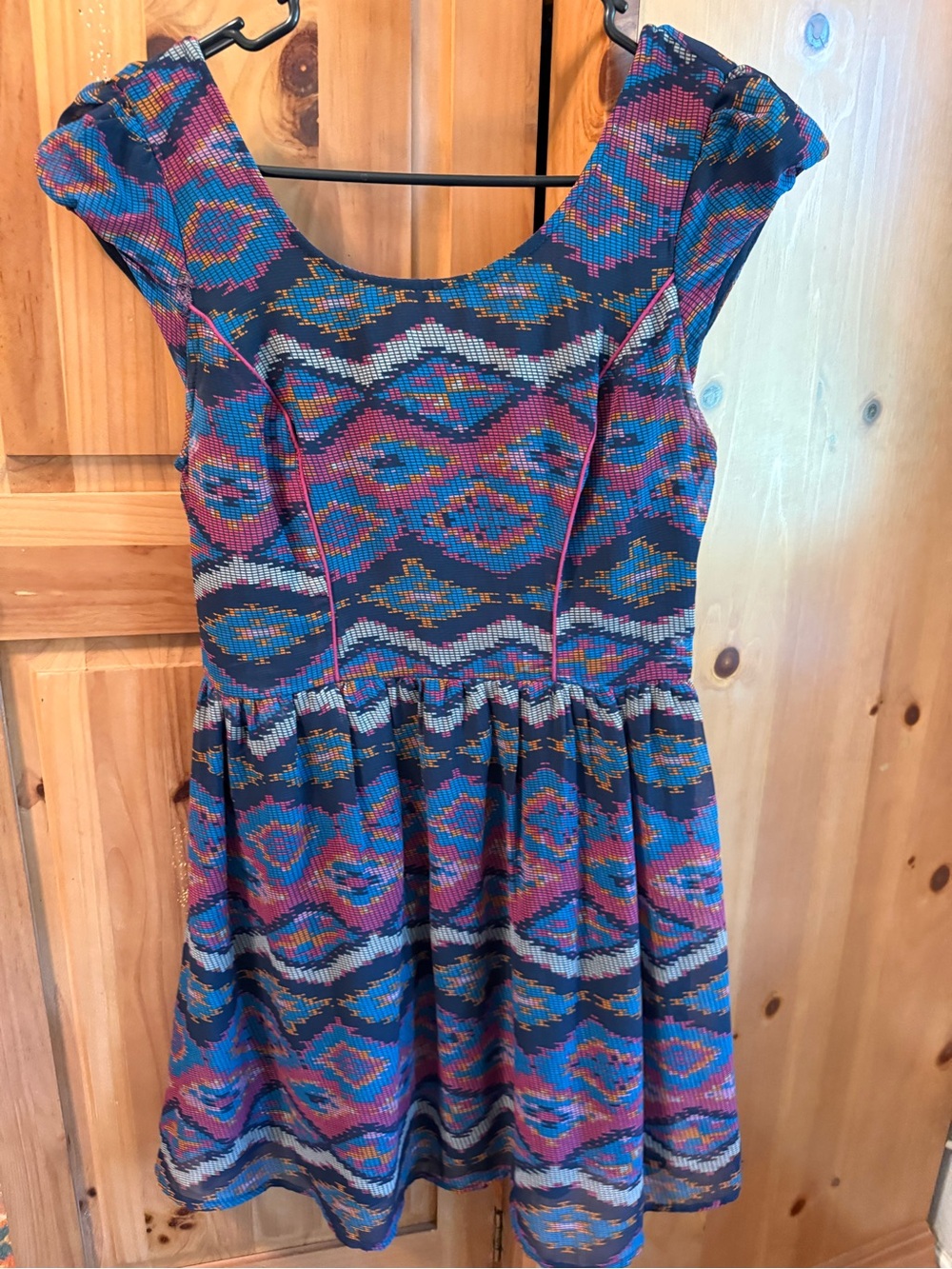 Band of Gypsies geometric boho Fit & Flare short sleeve Dress